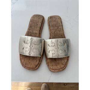 Tory Burch Double T Slide Gold Size 9.5